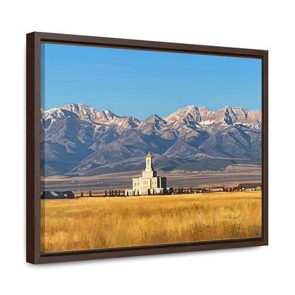 Stretched Canvas Wrap in Wood Frame, Deseret Peak Temple and Deseret Peak, by Rod Walgamott
