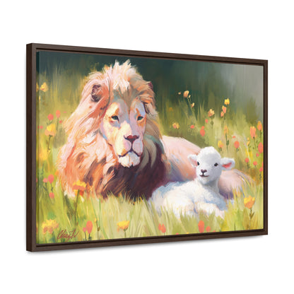 Stretched Canvas Print in Wood Frame, The Lamb and the Lion, by Chaz Walgamott