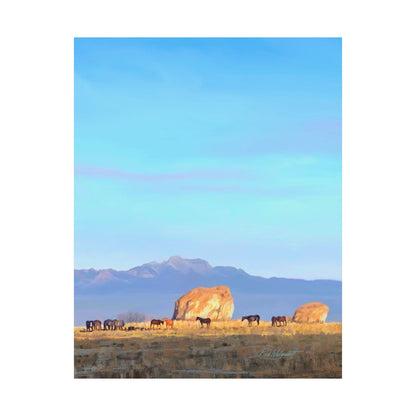 Matte Paper Print--Horses at Adobe Rock, by Rod Walgamott