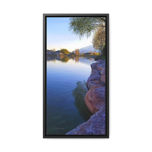 Framed canvas Wrap, Stansbury Lake Looking North from Grant's Place, by Rod Walgamott