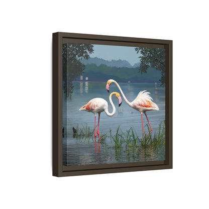 Framed Flamingo Canvas Art – Flamingo Dance by Rod Walgamott