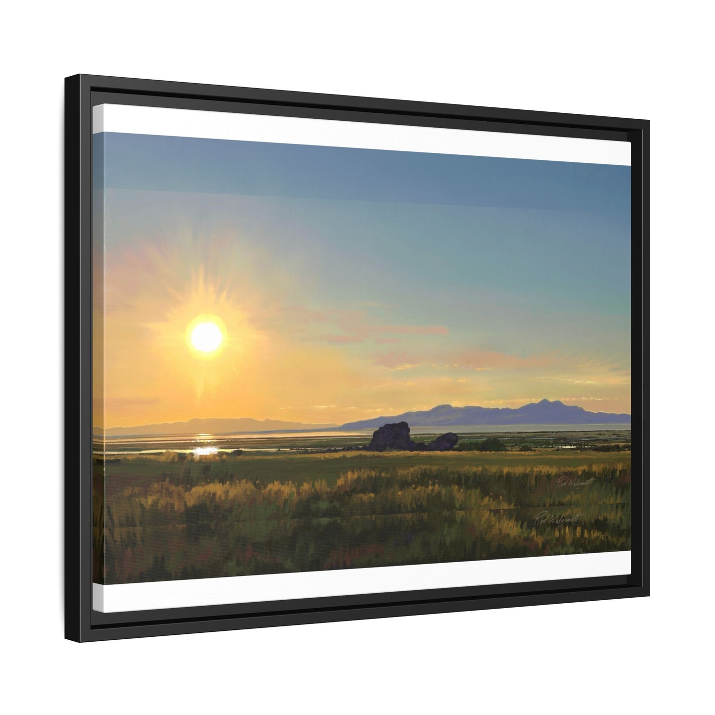 Framed Matte Canvas Print — Adobe Rock Sunset by Rod Walgamott