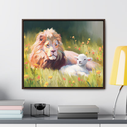 Stretched Canvas Print in Wood Frame, The Lamb and the Lion, by Chaz Walgamott