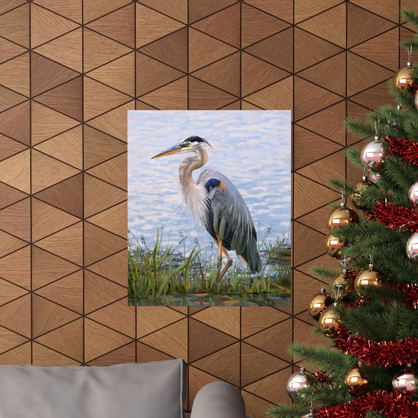 Premium Matte Print, Blue Heron at Stansbury Lake, by Rod Walgamott