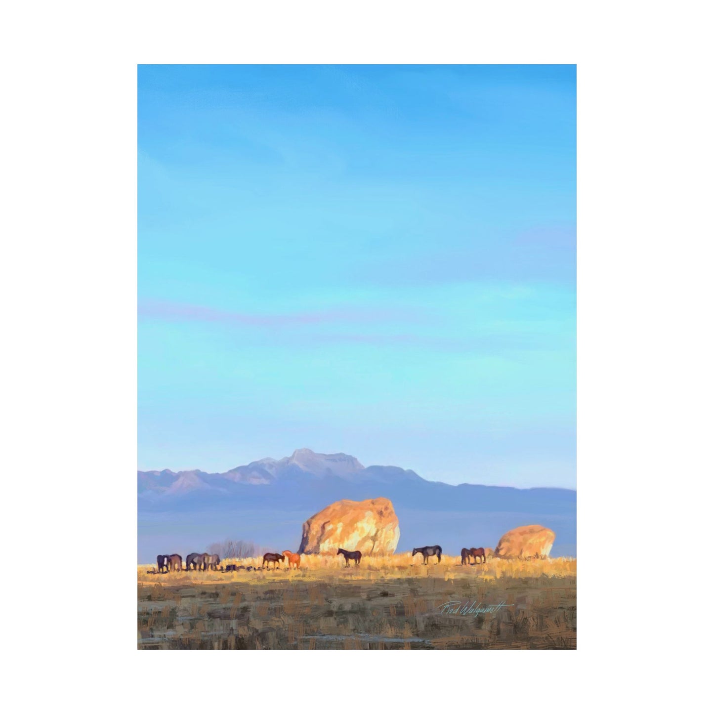 Matte Paper Print--Horses at Adobe Rock, by Rod Walgamott