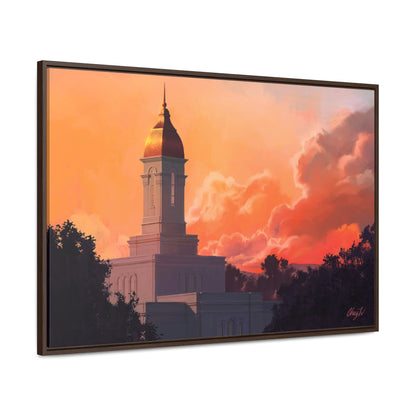 Stretched Canvas in Wood Frame--Deseret Peak Temple--Sunset by Chaz Walgamott