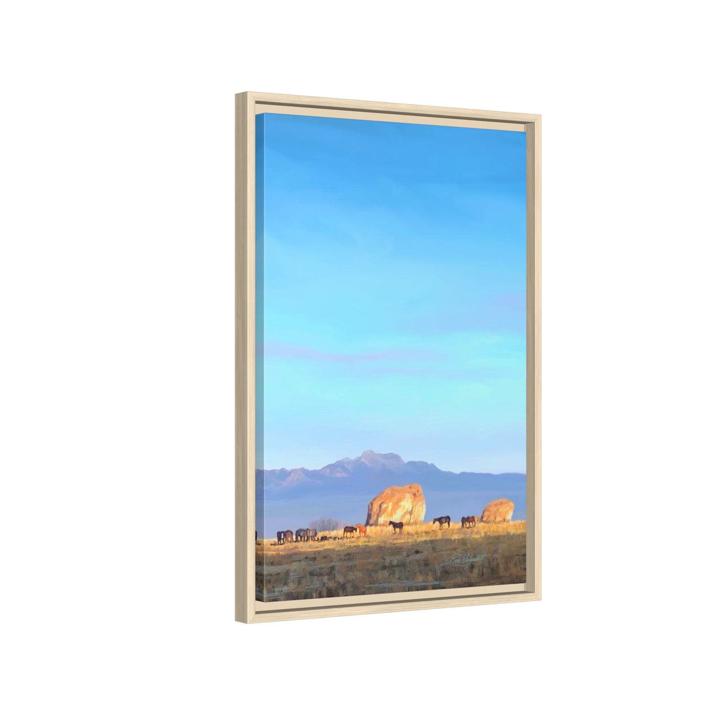 Framed Matte Canvas Print — Horses at Adobe by Rod Walgamott
