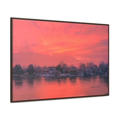 Canvas Wrap in Wood Frame, Frosty Sunrise on Stansbury Lake, by Rod Walgamott
