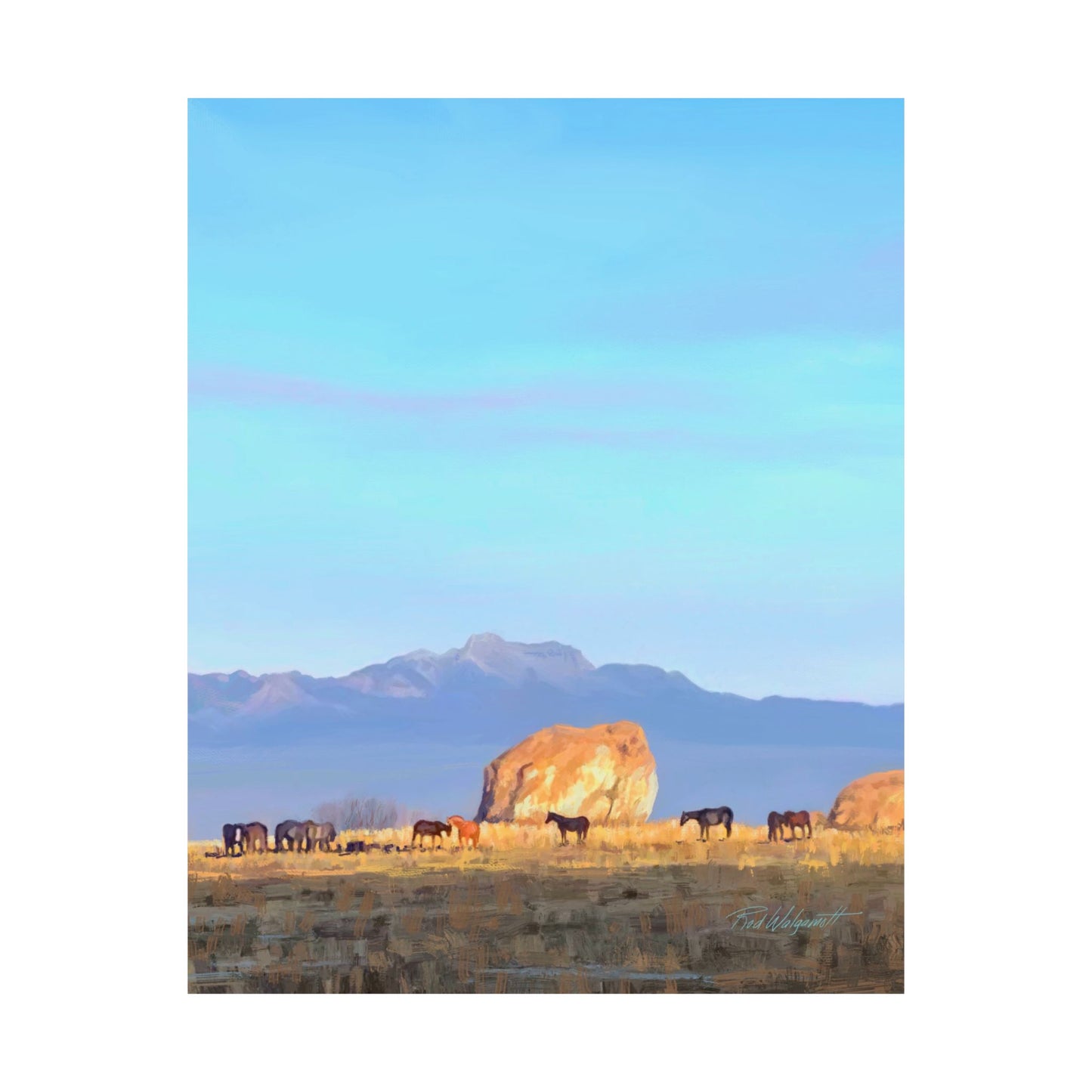 Matte Paper Print--Horses at Adobe Rock, by Rod Walgamott