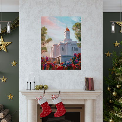 Premium Matte Paper Print, Deseret Peak Temple--Spring Flowers, by Chaz Walgamott