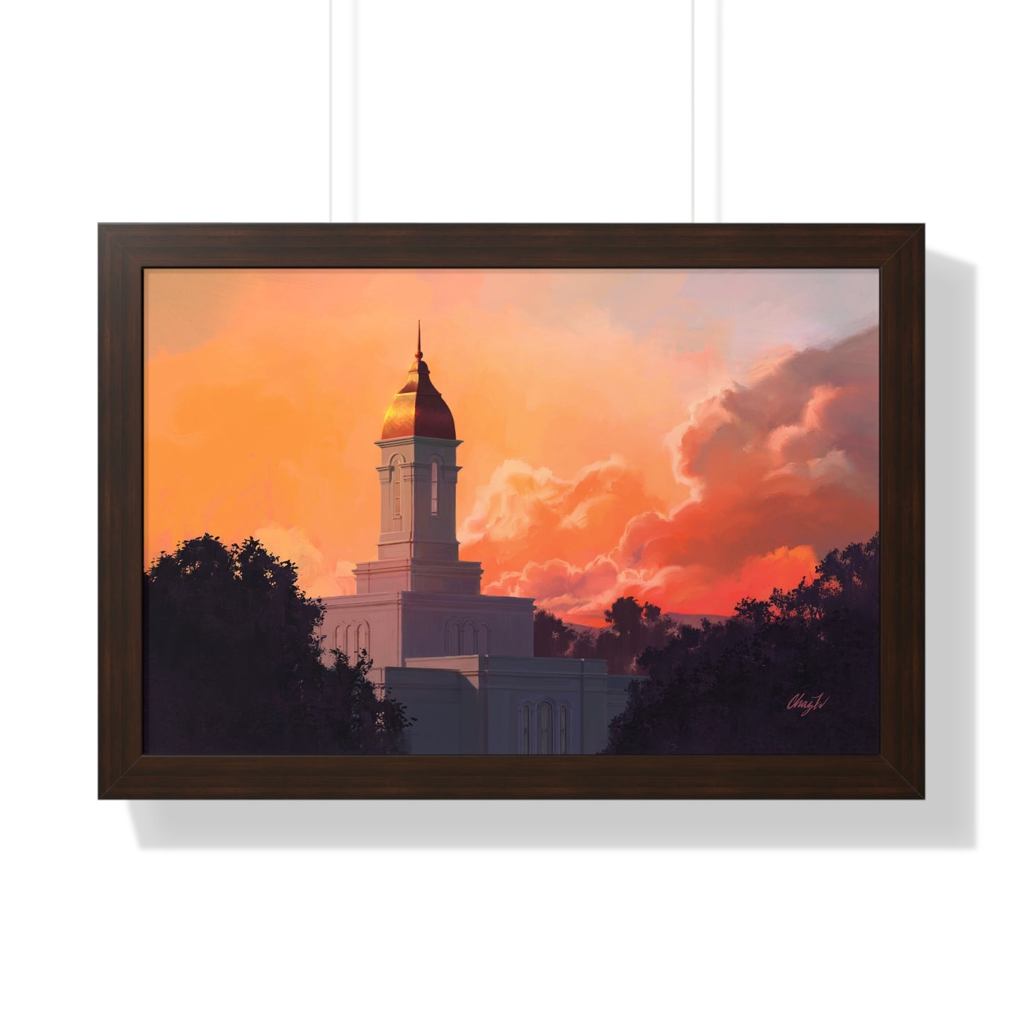 Framed Matte Print--Framed, Deseret Peak Temple--Sunset, by Chaz Walgamott
