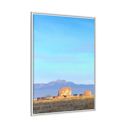 Framed Matte Canvas Print — Horses at Adobe by Rod Walgamott
