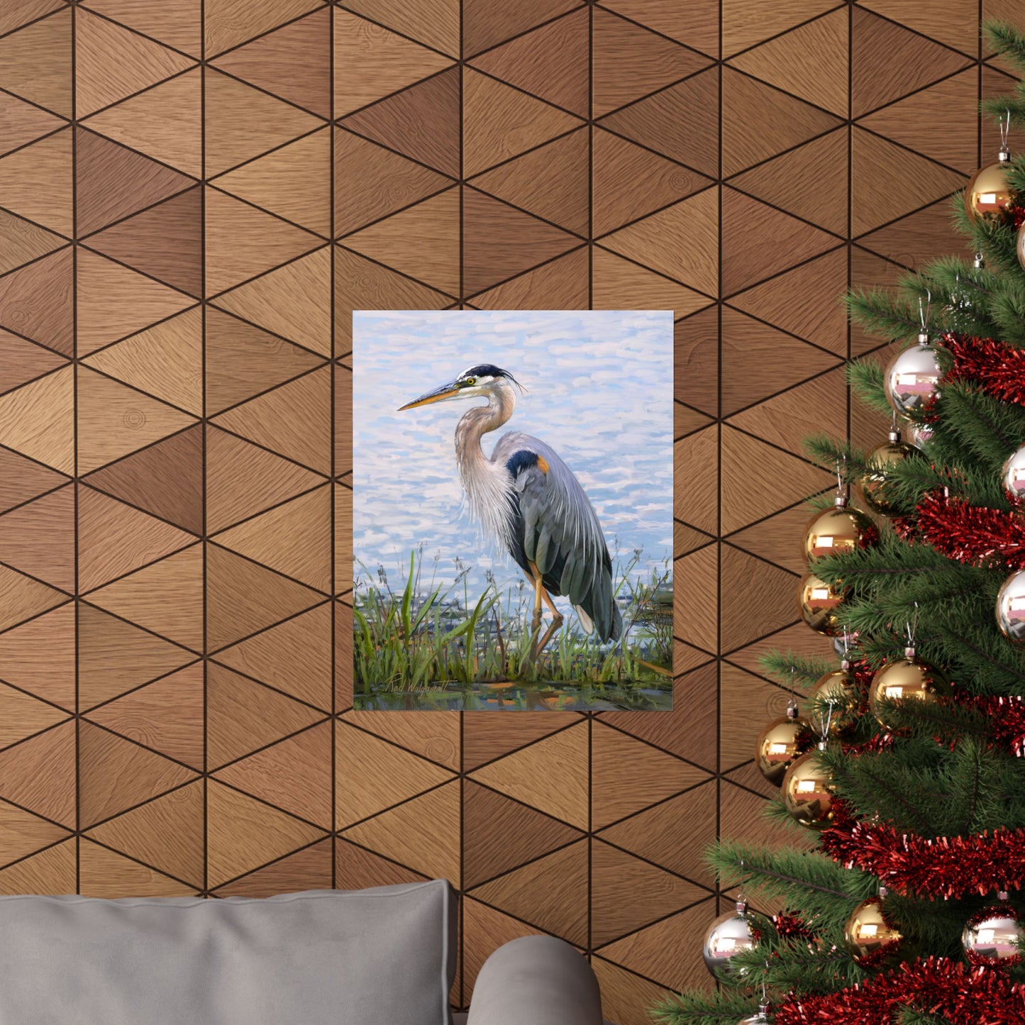 Premium Matte Print, Blue Heron at Stansbury Lake, by Rod Walgamott