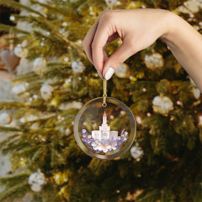 Glass Ornaments, Deseret Peak Temple with Floral Wreath