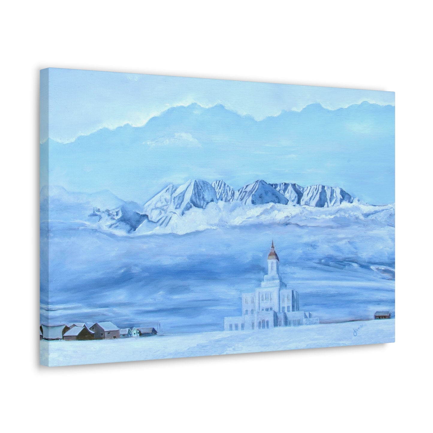 Deseret Peak Temple--Hope in the Bleak of Winter, by Jane Autry, Canvas Gallery Wrap