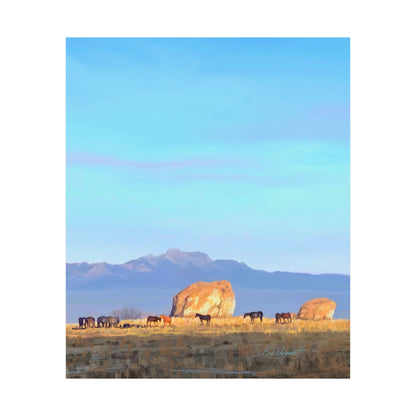 Matte Paper Print--Horses at Adobe Rock, by Rod Walgamott