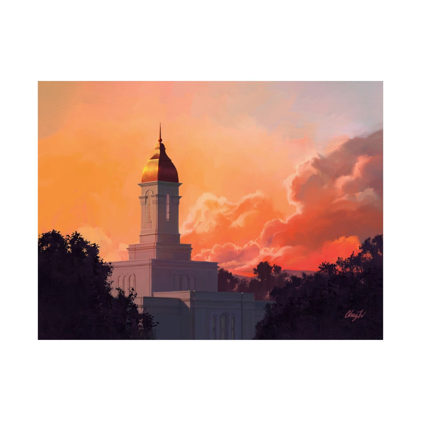 Premium Matte Print--Deseret Peak Temple--Sunset, by Chaz Walgamott