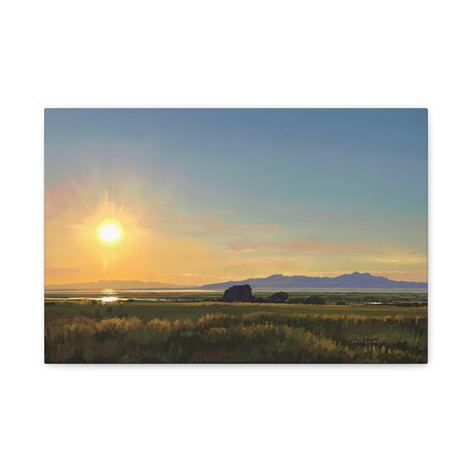 Adobe Rock Sunset, by Rod Walgamott-Canvas Gallery Wrap