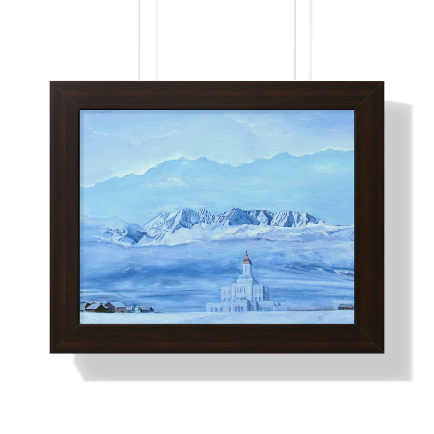 Premium Matte Print--Framed, Deseret Peak Temple-Hope in the Bleak of Winter, by Jane Autry