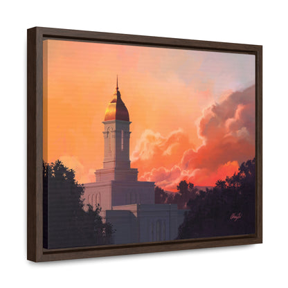 Stretched Canvas in Wood Frame--Deseret Peak Temple--Sunset by Chaz Walgamott