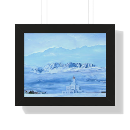 Premium Matte Print--Framed, Deseret Peak Temple-Hope in the Bleak of Winter, by Jane Autry