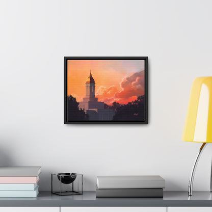Stretched Canvas in Wood Frame--Deseret Peak Temple--Sunset by Chaz Walgamott