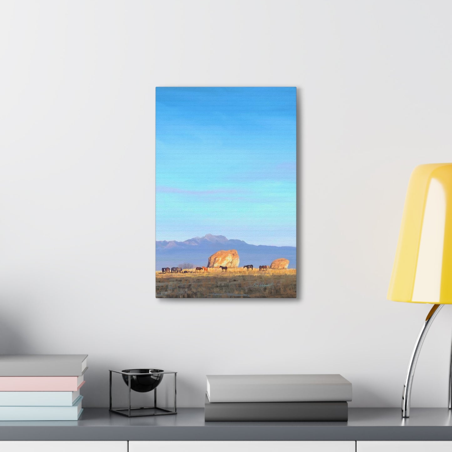 Canvas Gallery Wrap-Horses at Adobe Rock by Rod Walgamott