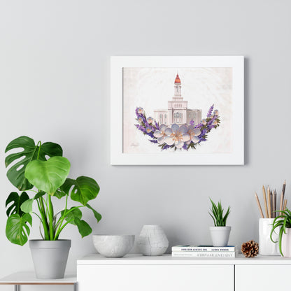 Premium Matte Print--Framed, Deseret Peak Temple--Floral Wreath, by Chaz Walgamott