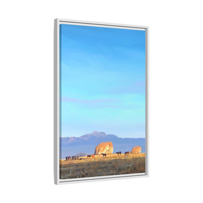 Framed Matte Canvas Print — Horses at Adobe by Rod Walgamott