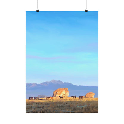 Matte Paper Print--Horses at Adobe Rock, by Rod Walgamott