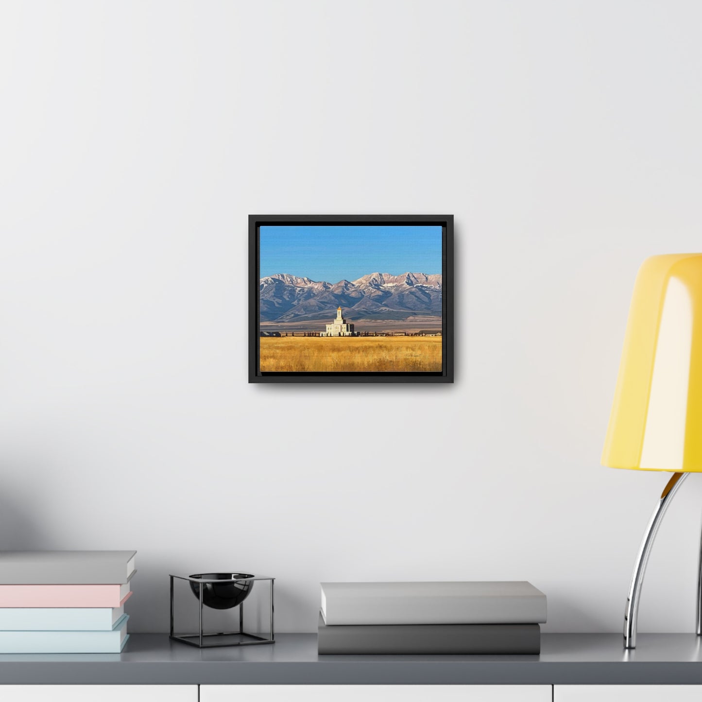 Stretched Canvas Wrap in Wood Frame, Deseret Peak Temple and Deseret Peak, by Rod Walgamott