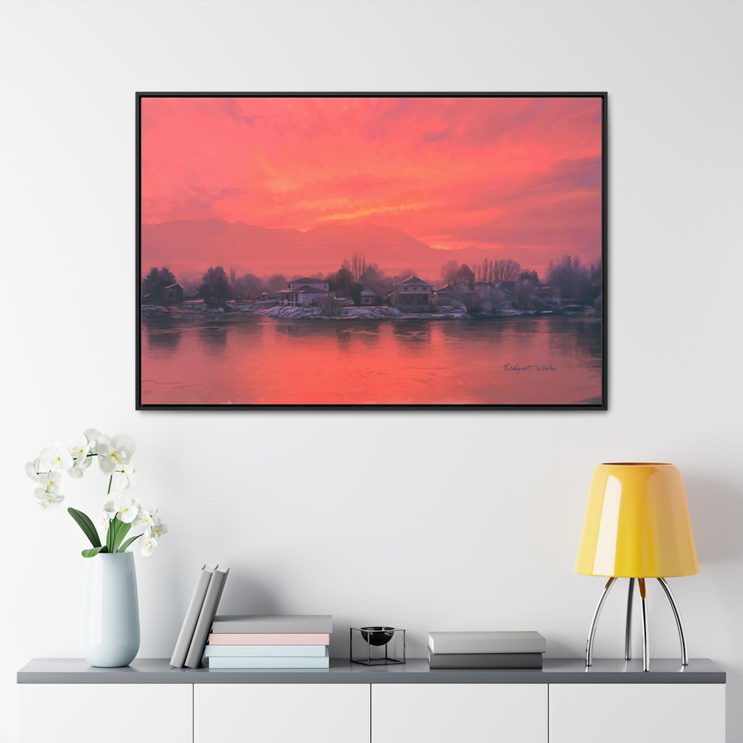 Canvas Wrap in Wood Frame, Frosty Sunrise on Stansbury Lake, by Rod Walgamott
