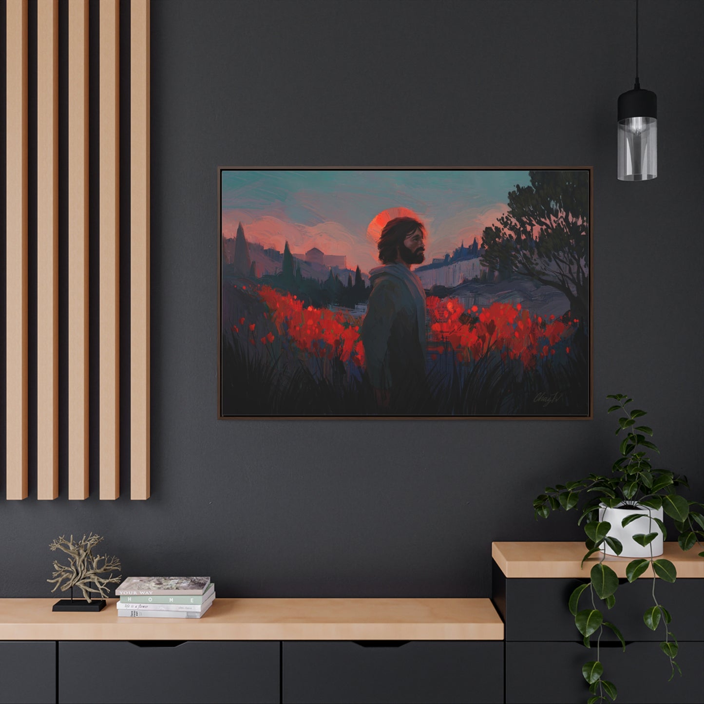Stretched Canvas Print in Wood Frame, "Though as Scarlet" by Chaz Walgamott