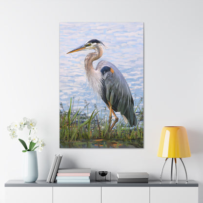 Gallery Wrap Canvas, Blue Heron at Stansbury Lake by Rod Walgamott