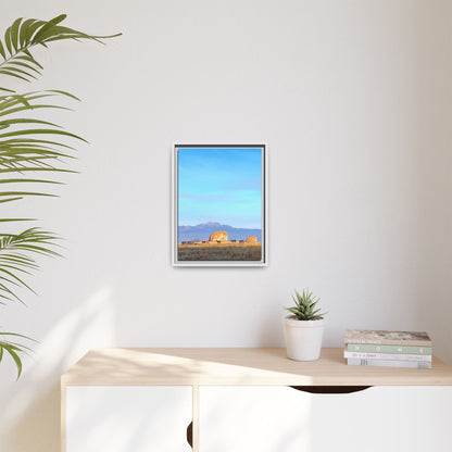 Framed Matte Canvas Print — Horses at Adobe by Rod Walgamott