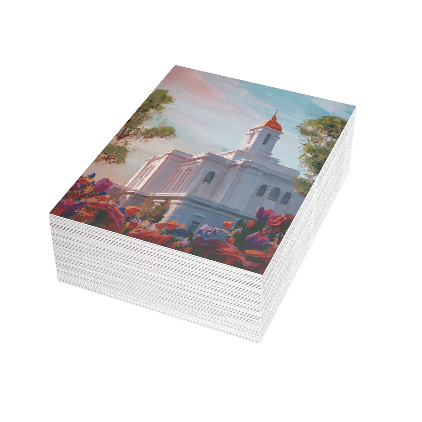 Temple Card Bundle (envelopes not included) Deseret Peak Temple-Spring Flowers