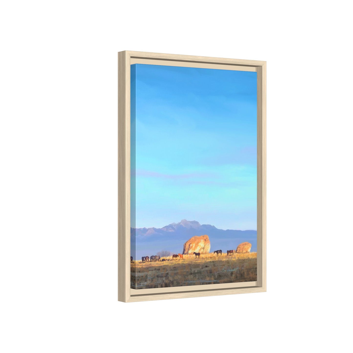 Framed Matte Canvas Print — Horses at Adobe by Rod Walgamott