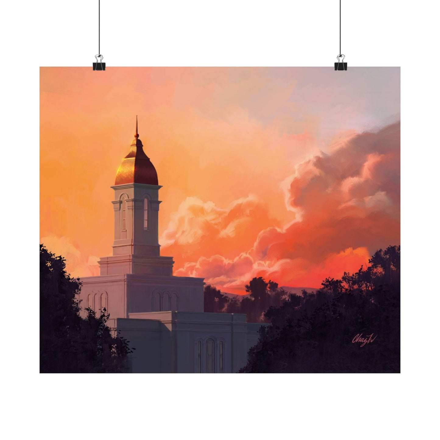 Premium Matte Print--Deseret Peak Temple--Sunset, by Chaz Walgamott