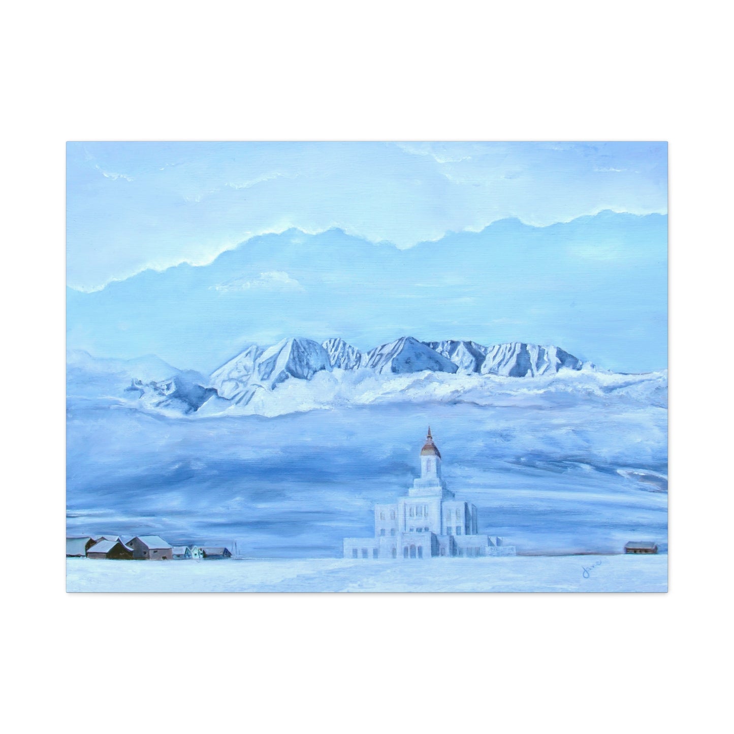 Deseret Peak Temple--Hope in the Bleak of Winter, by Jane Autry, Canvas Gallery Wrap