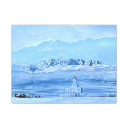 Deseret Peak Temple--Hope in the Bleak of Winter, by Jane Autry, Canvas Gallery Wrap