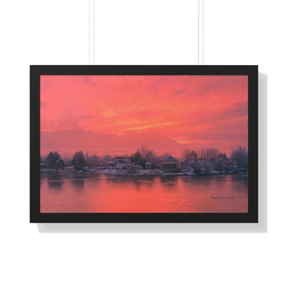 Framed Matte Print, Frosty Sunrise on Stansbury Lake by Rod  Walgamott