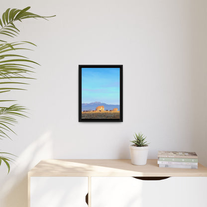 Framed Matte Canvas Print — Horses at Adobe by Rod Walgamott