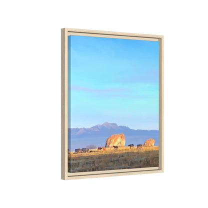 Framed Matte Canvas Print — Horses at Adobe by Rod Walgamott