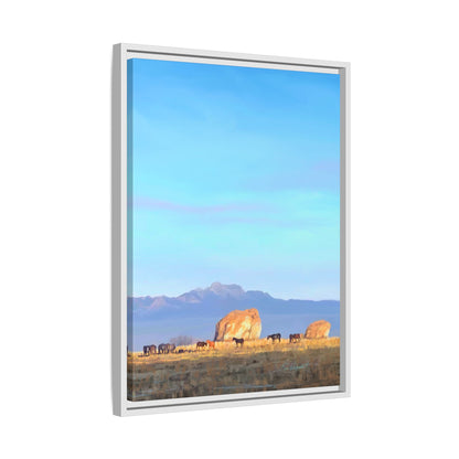 Framed Matte Canvas Print — Horses at Adobe by Rod Walgamott