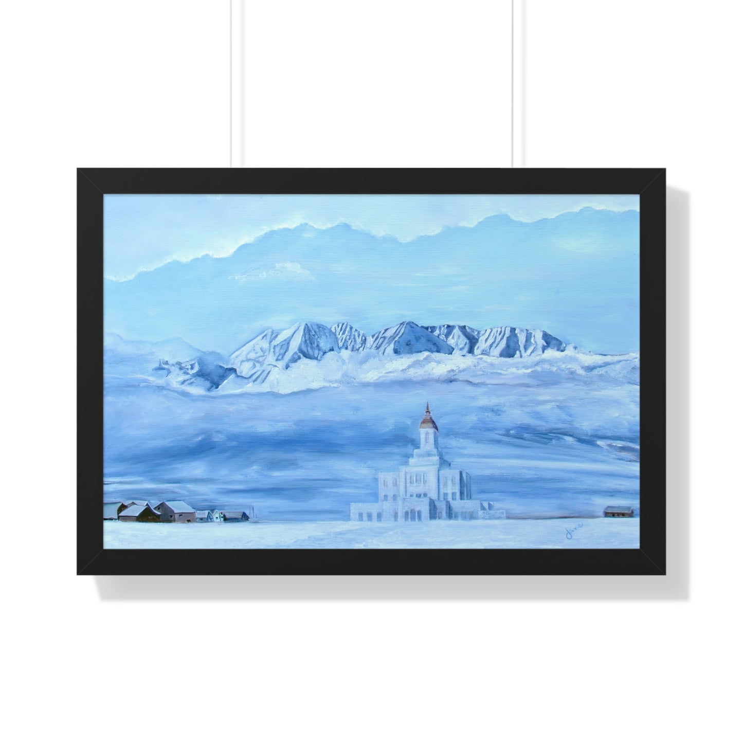 Premium Matte Print--Framed, Deseret Peak Temple-Hope in the Bleak of Winter, by Jane Autry
