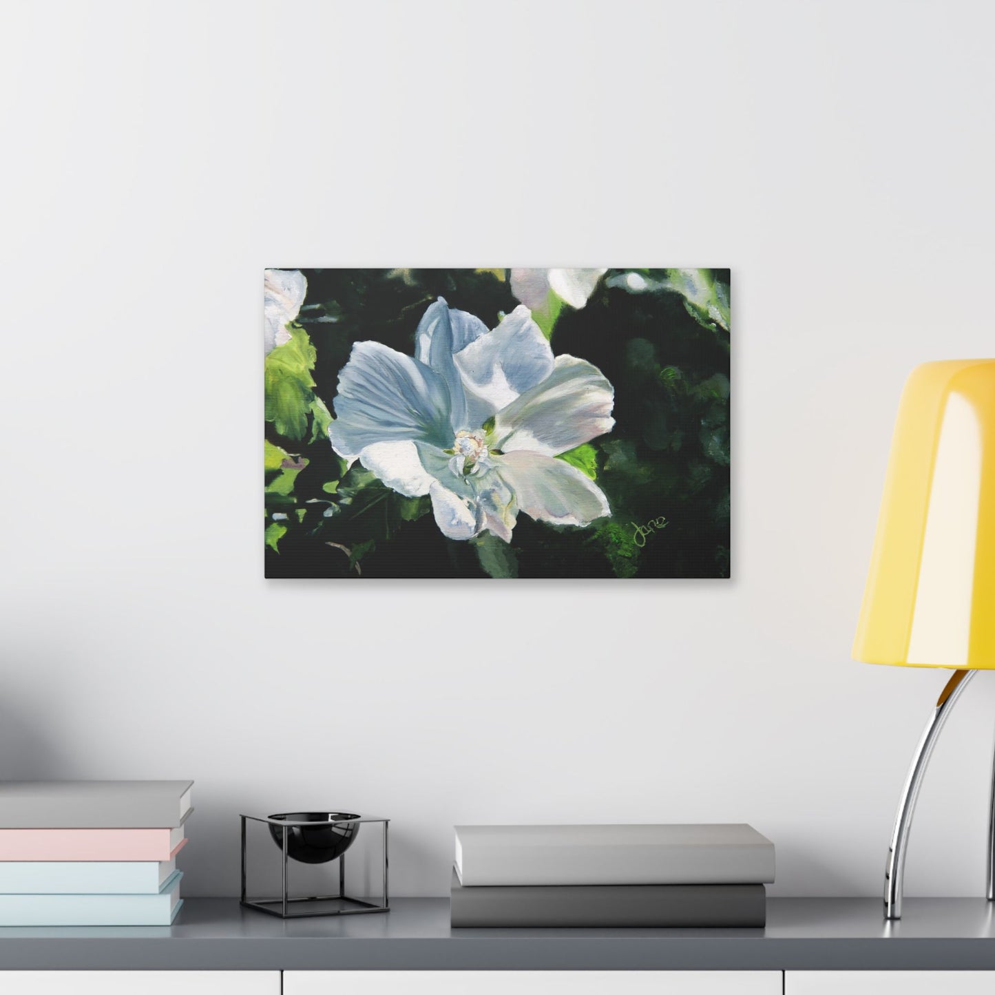 Classic Stretched Canvas, White Rose of Sharon by Jane Autry