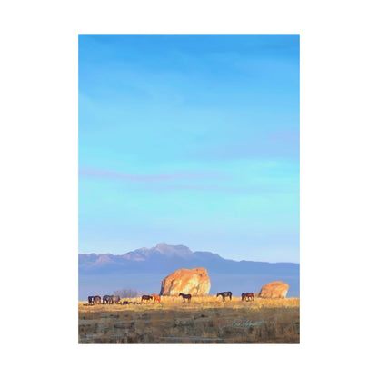 Matte Paper Print--Horses at Adobe Rock, by Rod Walgamott