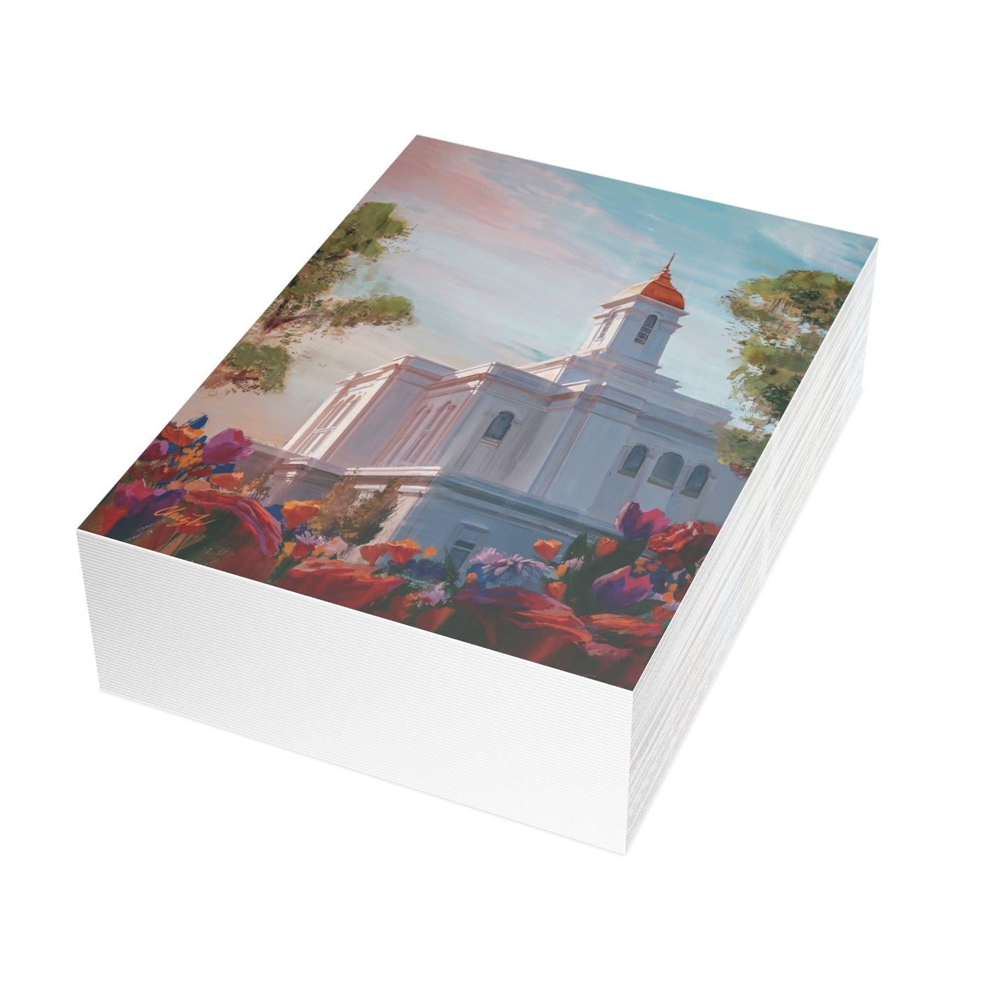 Temple Card Bundle (envelopes not included) Deseret Peak Temple-Spring Flowers