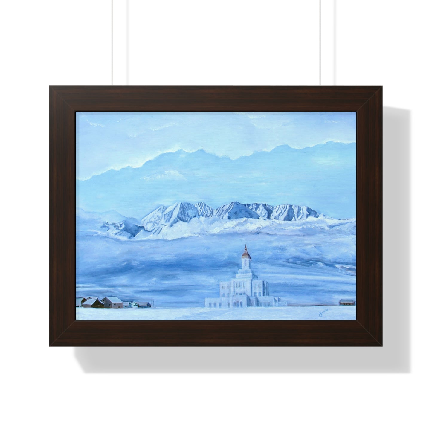 Premium Matte Print--Framed, Deseret Peak Temple-Hope in the Bleak of Winter, by Jane Autry