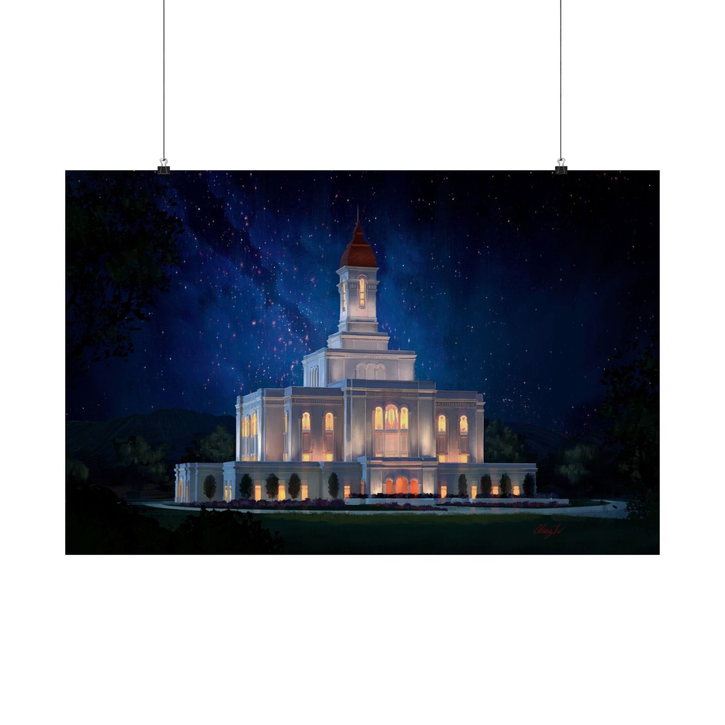 Premium Matte Print--Deseret Peak Temple--Night Sky, by Chaz Walgamott
